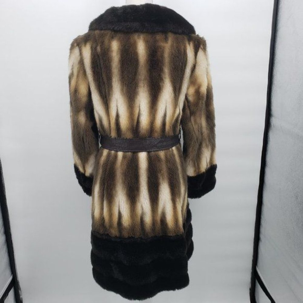 OTTA FIR Vintage Faux Fur Coat 50's 60's Retro Textured Belted Small EUC - Picture 9 of 15